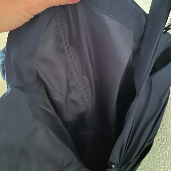 NWOT size 12 Bill Levkoff bridesmaids dress, navy blue, knee length w/one strap - Picture 5 of 10